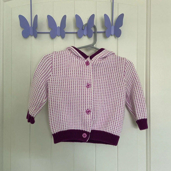 EUC | Gymboree baby girl’s knit button‎ up hooded sweater — 6-12 months - Picture 1 of 5